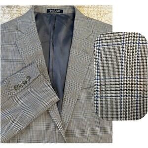 HART SCHAFFNER MARX Men's Black Blue Grey Glen Plaid Sport Coat Blazer | 40R